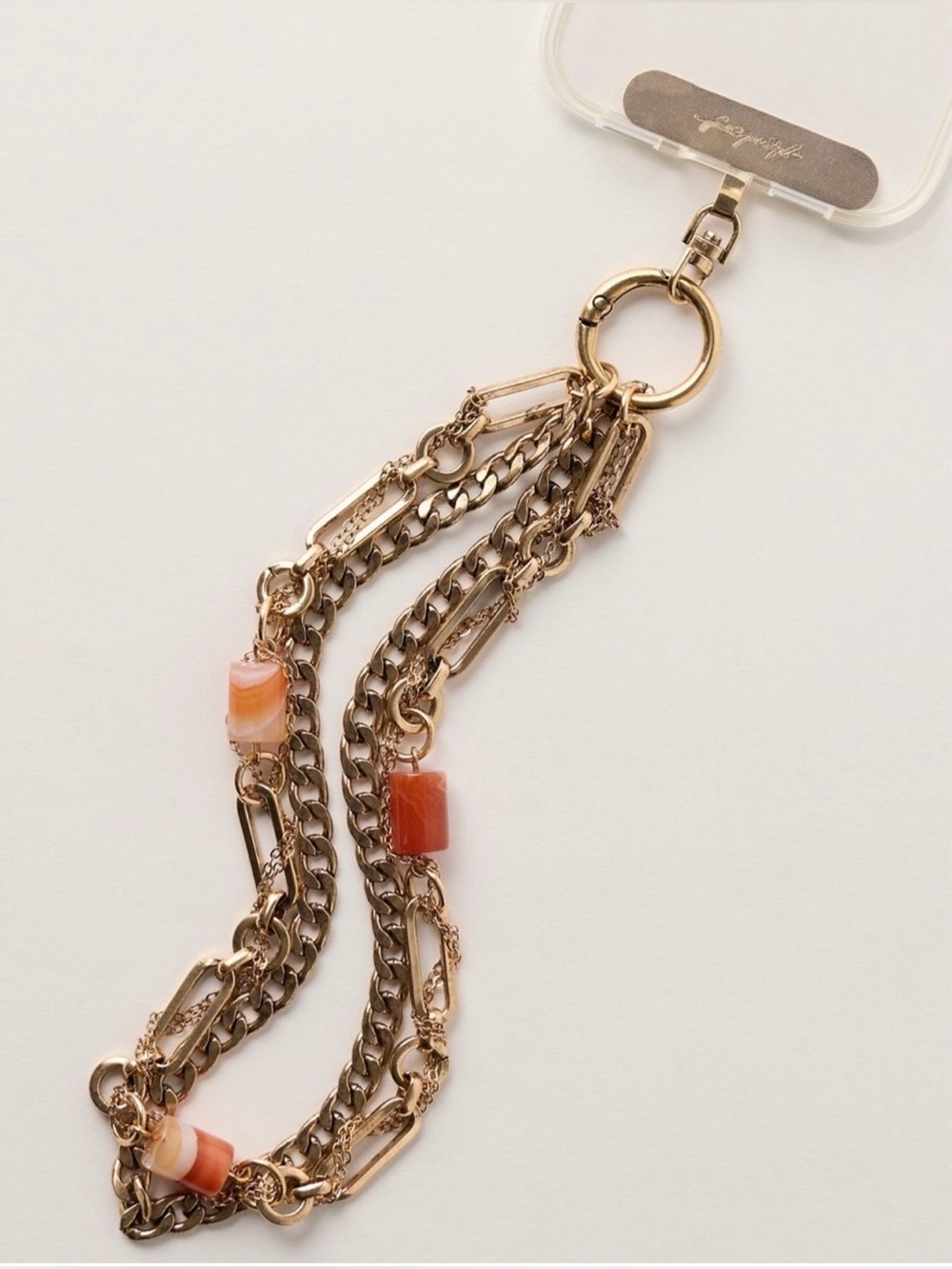 NWT Free People Layered Chain Phone Wristlet in Antique Gold